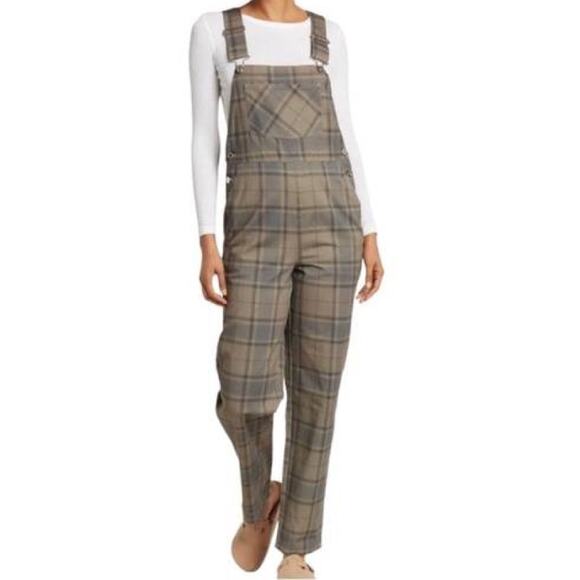 WeWoreWhat Pants - We Wore What Cool Plaid Straight Leg Basic Overalls Women's XS